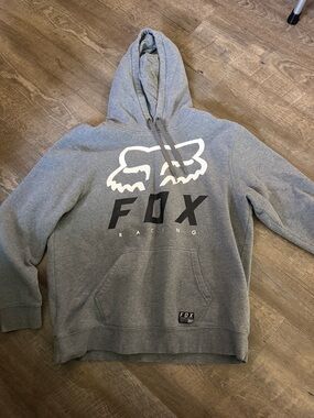 Fox Gray Crewneck Hoodie with White Logo